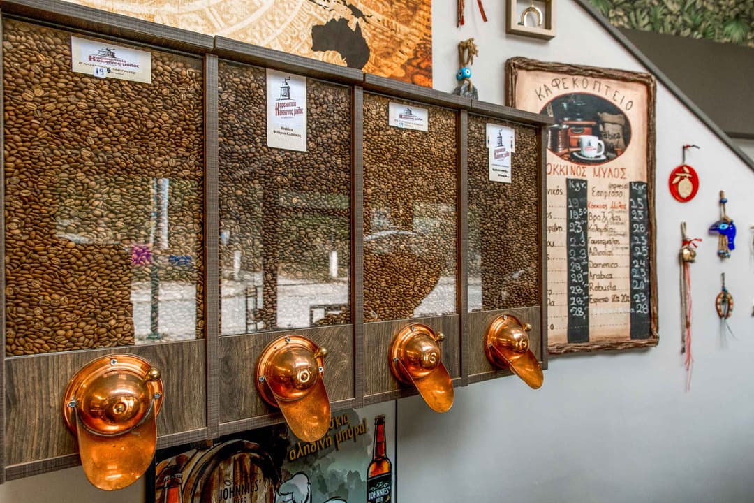 Close-up view of the coffee brewing equipment in the shop